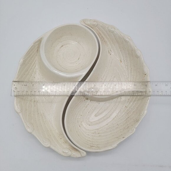 Vintage Calif USA Pottery Yin Yang Chip Dip Serving Dishes - Picture 7 of 7
